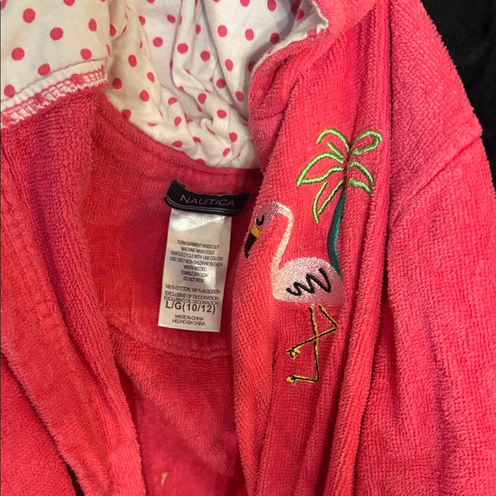 Nautica Girls Pink Flamingo Hooded Swim Coverup